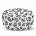 thumbnail image 1 of Leaves Pouf Cover with Zipper, Detailed Sketch of Birch Leaves and Berries on Plain Backdrop Pattern, Soft Decorative Fabric Unstuffed Case, 30" W X 17.3" L, White and Charcoal Grey, by Ambesonne, 1 of 5