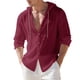thumbnail image 2 of Blusa de manga larga con capucha para hombre, color liso, moderna, holgada, informal, con botones y cordón, de poliéster., 2 of 9