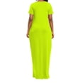 thumbnail image 3 of Plus Size Casual Dress, Women's Plus Solid V Neck A-Line Short Sleeve Side Pocket Maxi T-shirt Dress, 3 of 13