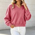 thumbnail image 6 of Vixolx Cropped Sweatshirt for Women Trendy V Neck Pullover Tops with Pocket Fall Casual Long Sleeve Shirts Workout Outfts, 6 of 6
