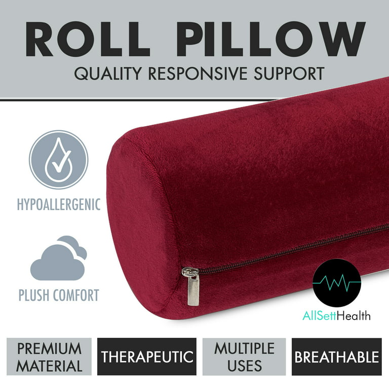 Round Cervical Roll Cylinder Bolster Pillow, Memory Foam Removable Washable  Cover, Ergonomically Designed for Head, Neck, Back, and Legs