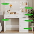thumbnail image 4 of Vanity Desk with Mirror and Lights, Makeup Vanity Desk with Charging Station, White Vanity with Drawers and Cabinet, Shelves, Makeup Vanity with Lights, 3 Color Lighting Brightness Adjustable, White, 4 of 7
