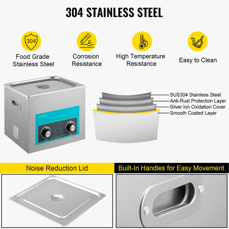 SHZOND 6.5L Ultrasonic Cleaner Sonic Cleaner Stainless Steel