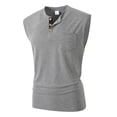 thumbnail image 4 of RongHuan Summer Tank Tops Men Vintage Sleeveless Henley Shirts Lightweight Button Up Gym Workout Tee Beach Casual Top, 4 of 8