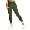 thumbnail image 4 of UUE 21" Inseam Olive Workout Leggings for Women,Yoga Capris with Pockets Tummy Control, Butt Lifting Leggings for women workout, 4 of 6