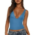 thumbnail image 2 of XFLWAM Women's Sexy Plunge Deep V Neck Tank Top Sleeveless V Backless Workout Yoga Crop Tops, 2 of 9