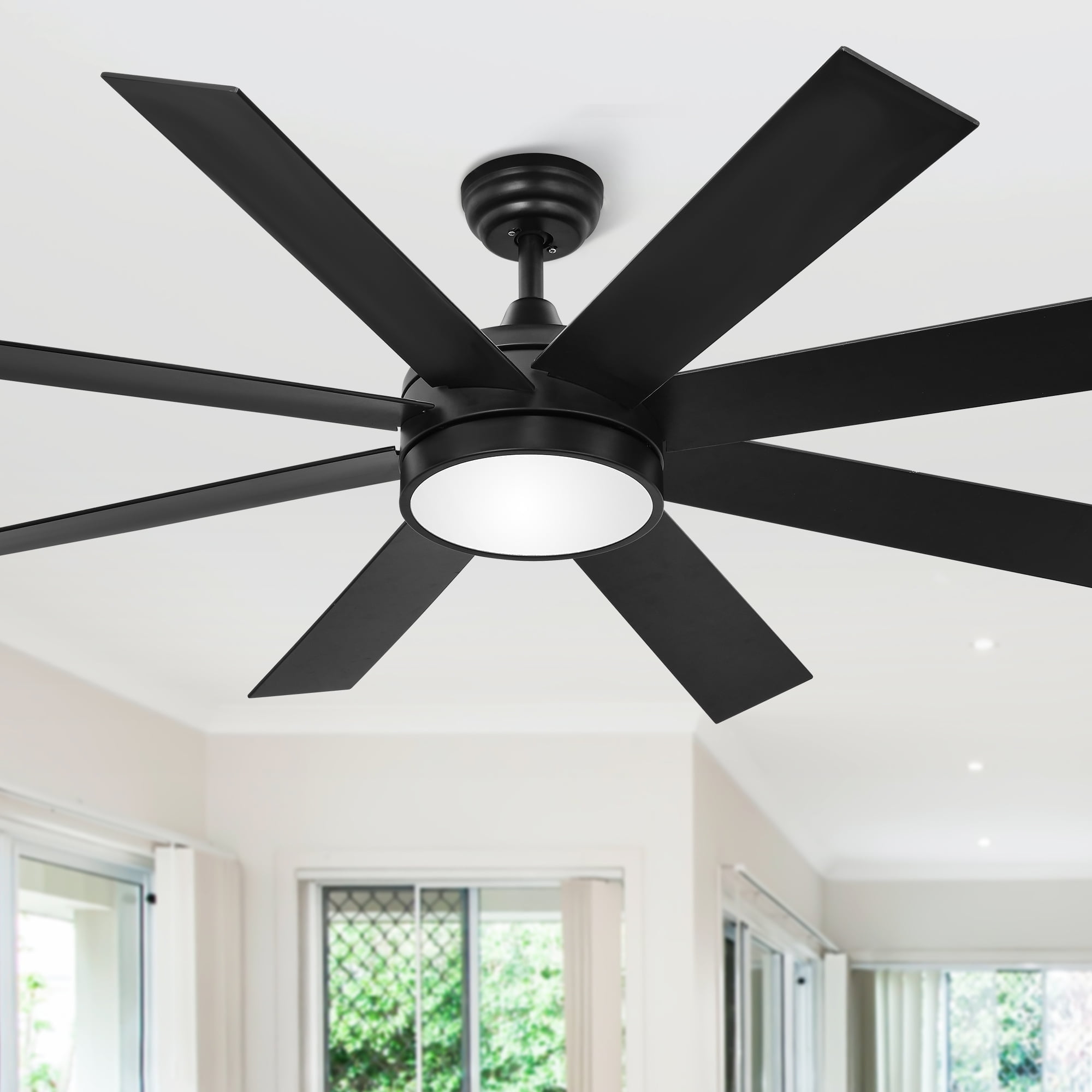 Dextrus 60'' Black LED Modern Indoor/Outdoor Ceiling Fan with