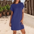 thumbnail image 5 of Summer Dresses for Women Casual Short Sleeve Crew Neck Sundresses Loose Mini Dress, L, 5 of 5