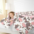 thumbnail image 4 of jejeloiu Cute Cartoon Cow Queen Comforter Set,Kawaii Milk Cattle Bedding Sets,Pink Gray White Bedding Comforter Set For Girl Teens,Luxury Bedroom Decor Reversible,3-Piece, 4 of 8