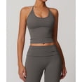 thumbnail image 5 of Women'S Strappy Halter Back Sports Bra with Removable Pads Fitness Yoga Tank Top Slim Fit Gray L, 5 of 10