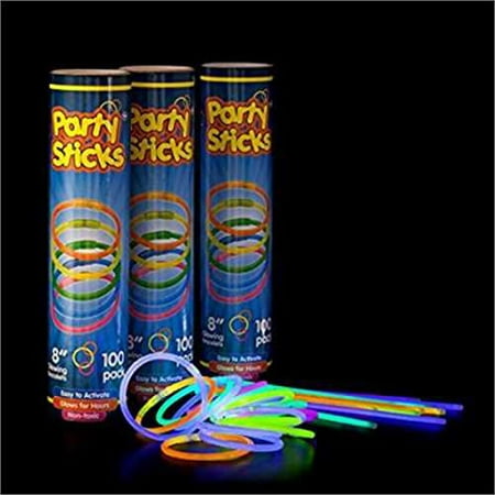 Glow Sticks Bulk 300 Count -  8 PartySticks Brand Premium Glow In The Dark Light Sticks - Makes Tons of Glow Necklaces and Glow