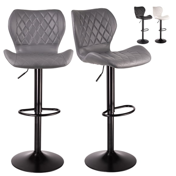 Set De 2 Bancos De Cocina Mostrador Barra Silla Taburete Comedor Respaldo Alto Altura Regulable y Función Giratoria 360°