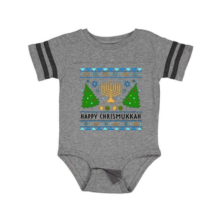 

Inktastic Happy Chrismukkah Sweater Style with Menorah and Trees Gift Baby Boy or Baby Girl Bodysuit