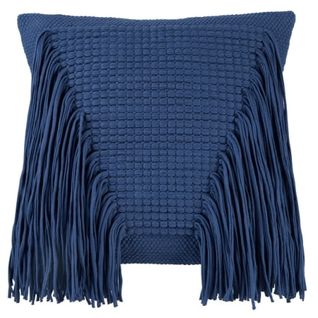 Wanda June Home Jersey Knit Fringe Pillow, Blue, 18"x18" by Miranda Lambert