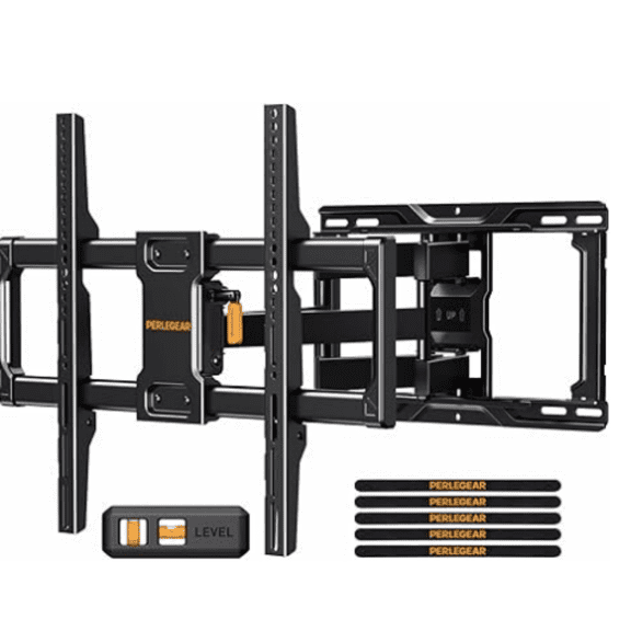 TV Wall Mount for Most 42–84 inch Flat Curved TVs up to 132 lbs, 12″/16″ Wood Studs, Bracket with Articulating Arms, Swivel, Tool-Free Tilt, Max VESA 600x400mm PGLF12