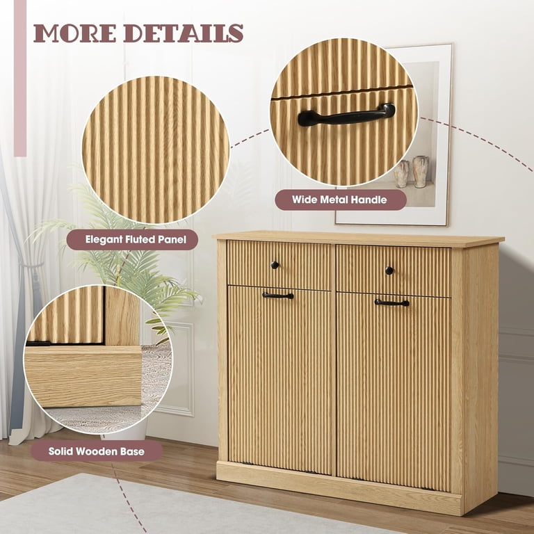 Haverchair Double Tilt Out Laundry Hamper Cabinet, Modern Fluted