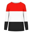 thumbnail image 4 of Virmaxy Sweat à Capuche Sans Capuche pour Femmes Style Simple Rayé Imprimé Col Rond Manches Longues Pull Automne et Hiver Mode Décontractée Rouge S, 4 of 5