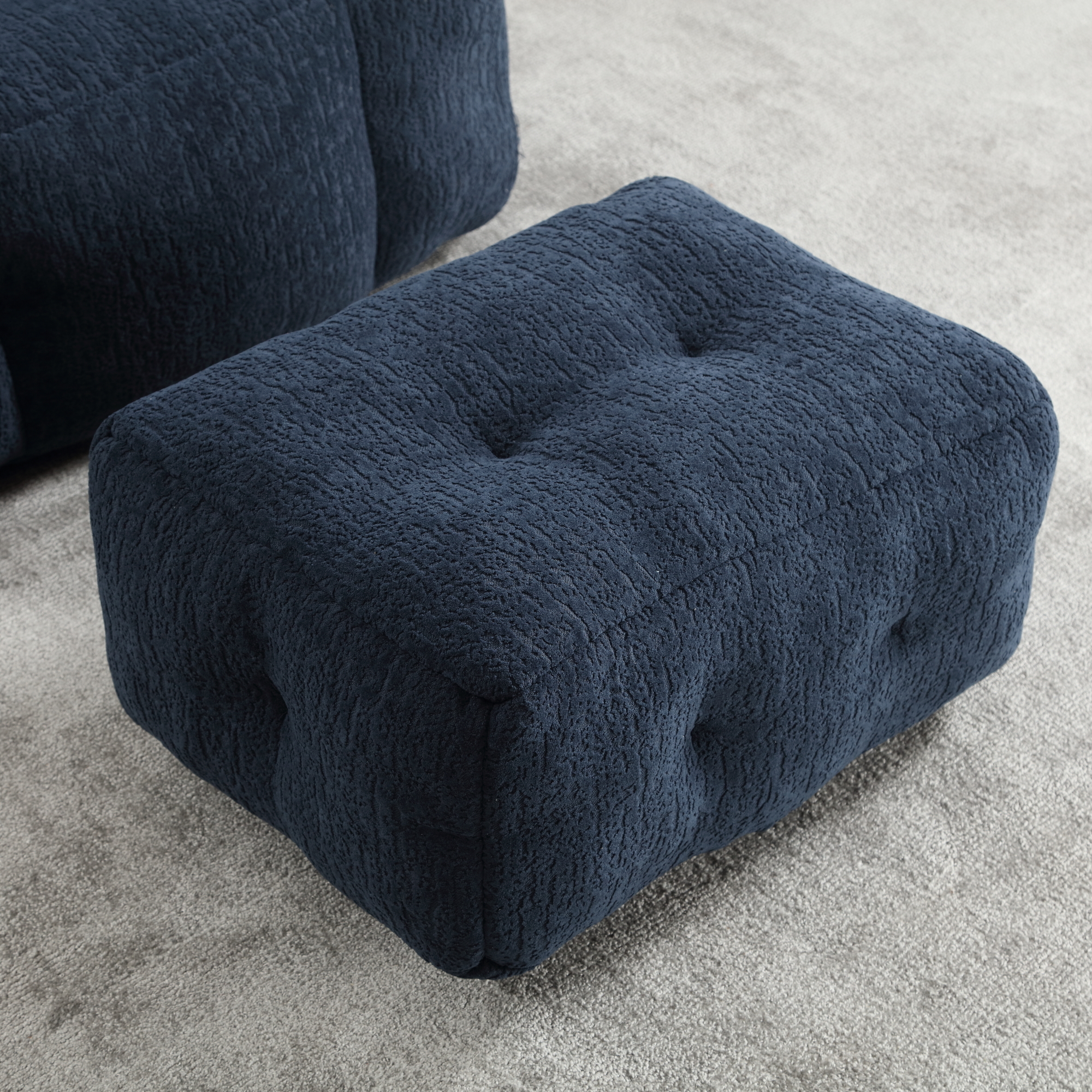 DEALTOPS Fluffy Bean Bag Chair with Ottoman for Adults & Teens, Super Soft Lazy Sofa Chair with Memory Foam for Living Room, Bedroom, Apartment-Blue