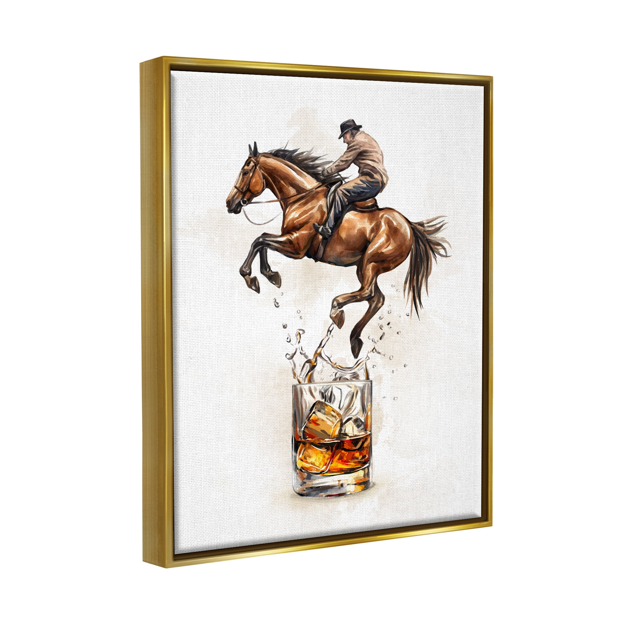 Stupell Industries Cowboy & Bourbon Animals & Insects Painting Gold Floater Framed Canvas Art Print Wall Art, 25 x 31