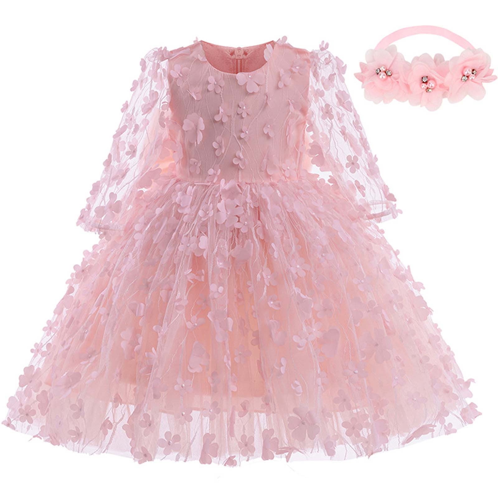Odeerbi Infant Girls Flower Embroidered Princess Ghana
