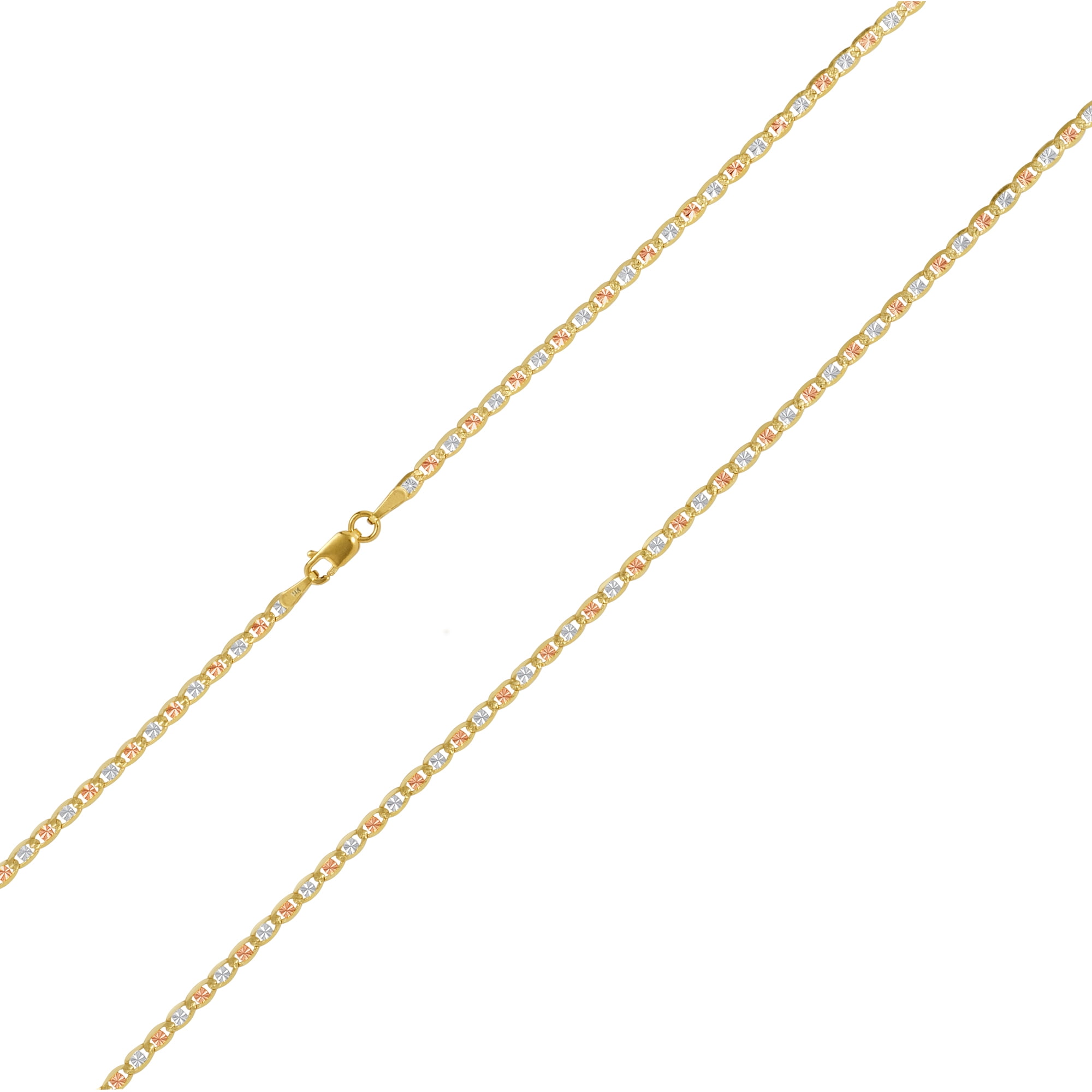 Nuragold 14k Real Yellow Rose White Gold Solid Valentina 2.3mm Anchor Link Chain Necklace (16"-24") Dainty Italian Jewelry for Men & Women