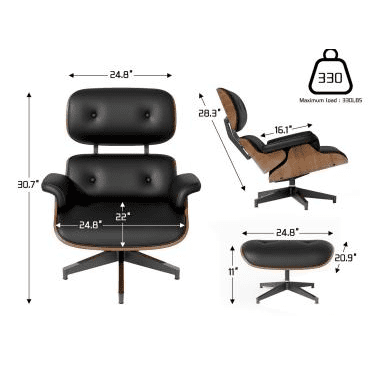 Genuine Leather Recliner with Matching Footrest, Mid-Century Vintage Design, Wide Cushioned Sides, Robust Metal Frame, Ideal for Family Room, Bedroom, Study