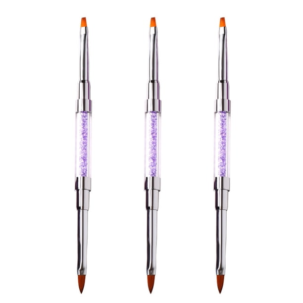 Cepillo de uñas de doble cabeza, cepillo de uñas, cepillo de uñas, cepillo de uñas de Gel UV, juego de cepillos de uñas, pelo de nailon con mango de diamantes de imitación MFZFUKR CPB-DE-LYY340-2