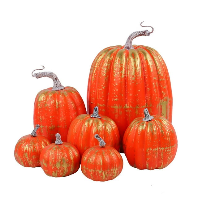 Easter Decor 7Pcs Thanksgiving Artificial Pumpkin Home Decoration Sets Artificial Vegetables Pumpkin for Fall Halloween Home Decor