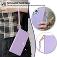 thumbnail image 4 of Allytechgroup Wallet Phone Case for Apple iPhone 11, with Hand Wrist + Metal Shoulder Strap Cards Holders RFID Blocking Magnetic Closure Stand Flip Cover for Girls Women, Purple, 4 of 8