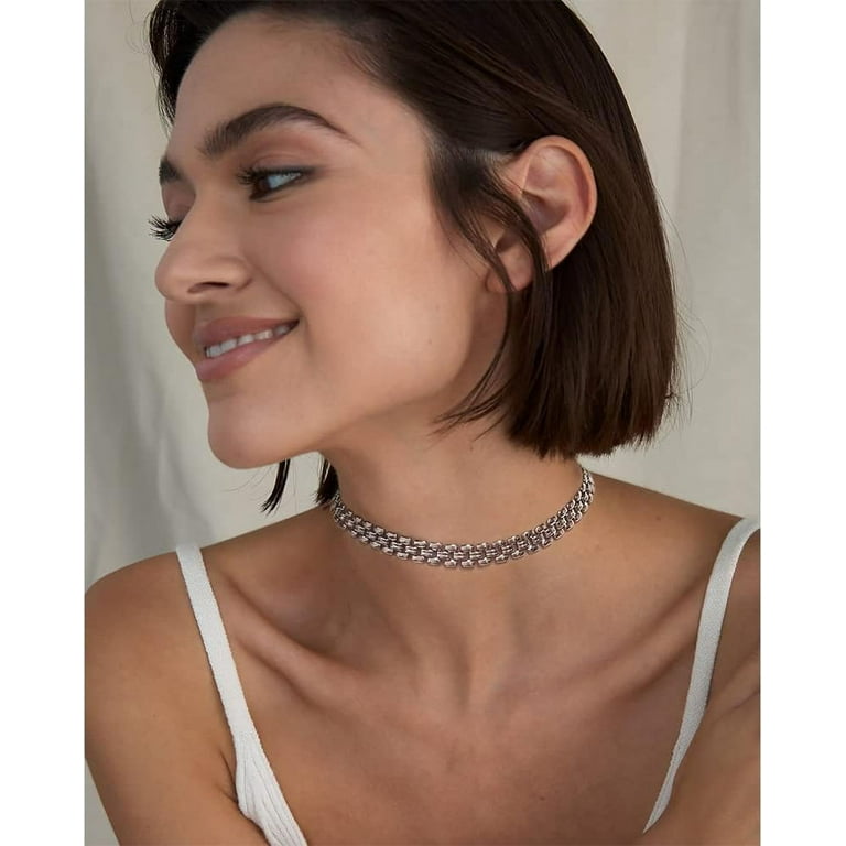Gold Chunky Choker Necklace Large Wide Chain Short Chokers For Women