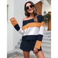 thumbnail image 1 of Purcoar Womens Outfits Set Casual 2 Piece Long Sleeve Tops & Shorts with Pocket Loungewear, 1 of 8