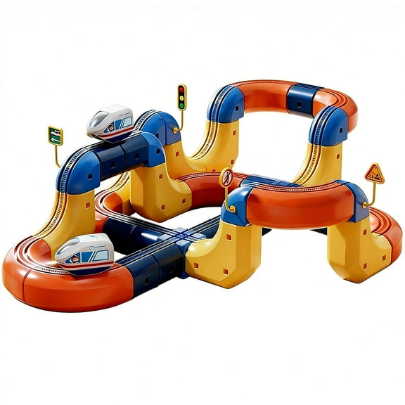 HUISZJ Electric Flexible Gear Race Track Train Set, 81PCS Gravity-Defying STEM Educational Building Block, Flexible Gear Race Track Train Set Boost Activity and Imagination