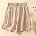 thumbnail image 4 of Only Moment Womens Drawstring Shorts Polyester,Spandex Summer Casual Elastic High Waisted Wide Leg Cute Dressy 2026 Vacation Beach Clothes Cargo Shorts Khaki,L, 4 of 5