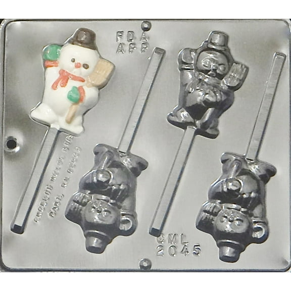 2045 Snowman Waving Lollipop Chocolate Candy Mold