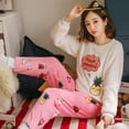 thumbnail image 5 of Thickened Warm Sleepwear for Winter Flannel Round Neck School Loungewear Set Ladies Pajamas Long Sleeves Cat  (Bluemao,L(45-52.5kg)), 5 of 6