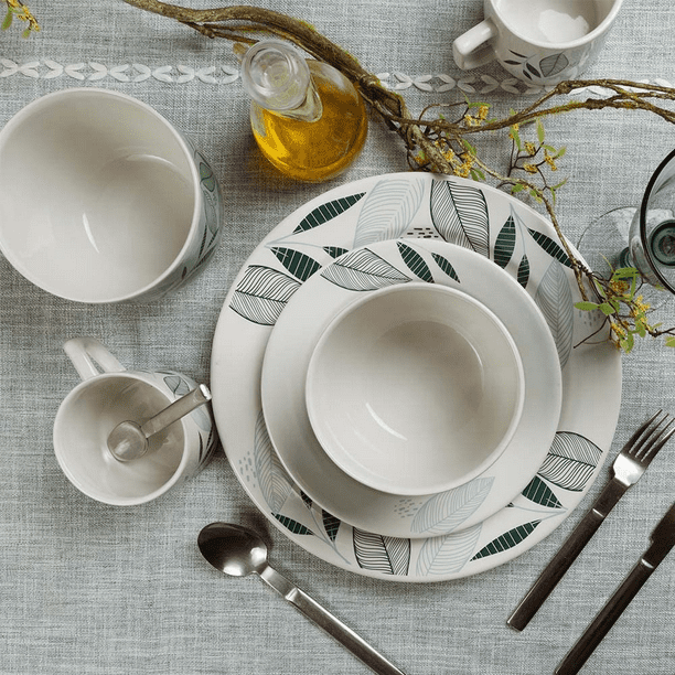 Vajilla de ceramica elegante Santa Anita Collection City Leaf 16 Piezas Para 4 Personas Walmart en linea