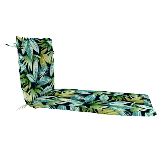 Jordan Manufacturing 74" x 22" Seneca Navy Leaves Rectangular Outdoor Chaise Lounge Cushion with Ties