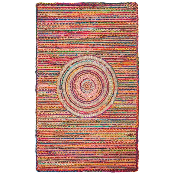 SAFAVIEH Braided Montana Geometric Reversible Area Rug, Pink/Red, 5' x 8'