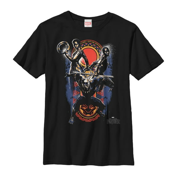Boy's Marvel Black Panther 2018 Allies  Graphic Tee Black Medium