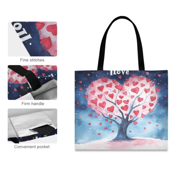 Canvas Tote Bag for Women Girls Design Print Heartfelt Love Tote