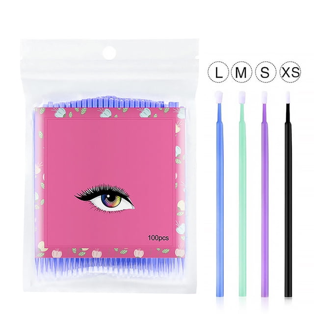 fastboy Eyelashes Extension Micro Applicator Brush Double-Headed Swab Cotton Microbrush Blue blue 1Set