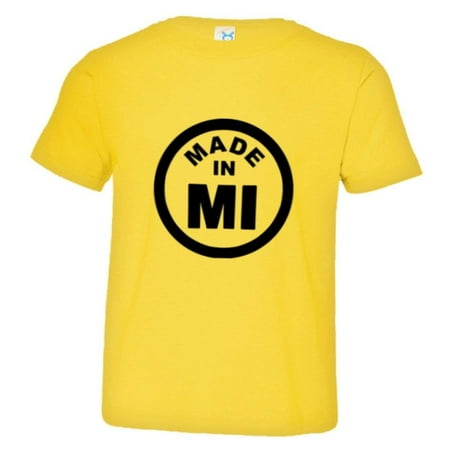 

PleaseMeTees™ Toddler From Born Made In Michigan MI Logo Label HQ Tee