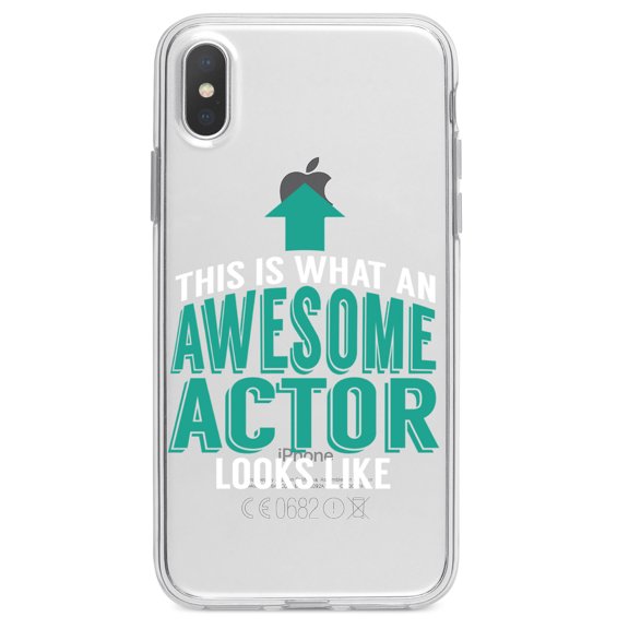 DistinctInk Clear Shockproof Hybrid Case for iPhone XS Max (6.5" Screen) - TPU Bumper Acrylic Back Tempered Glass Screen Protector - This Is What An Awesome Actor Looks Like