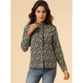 thumbnail image 3 of INSPIRE CHIC Camisa de manga larga con cuello simulado con volantes y botones florales para mujer marrón L, 3 of 6