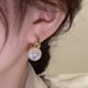 thumbnail image 3 of Pendientes de perlas para mujer, pendientes colgantes de oro blanco y plata, pendientes de perlas con circonita cúbica, grandes, 14 mm Rojo Verde, 3 of 5
