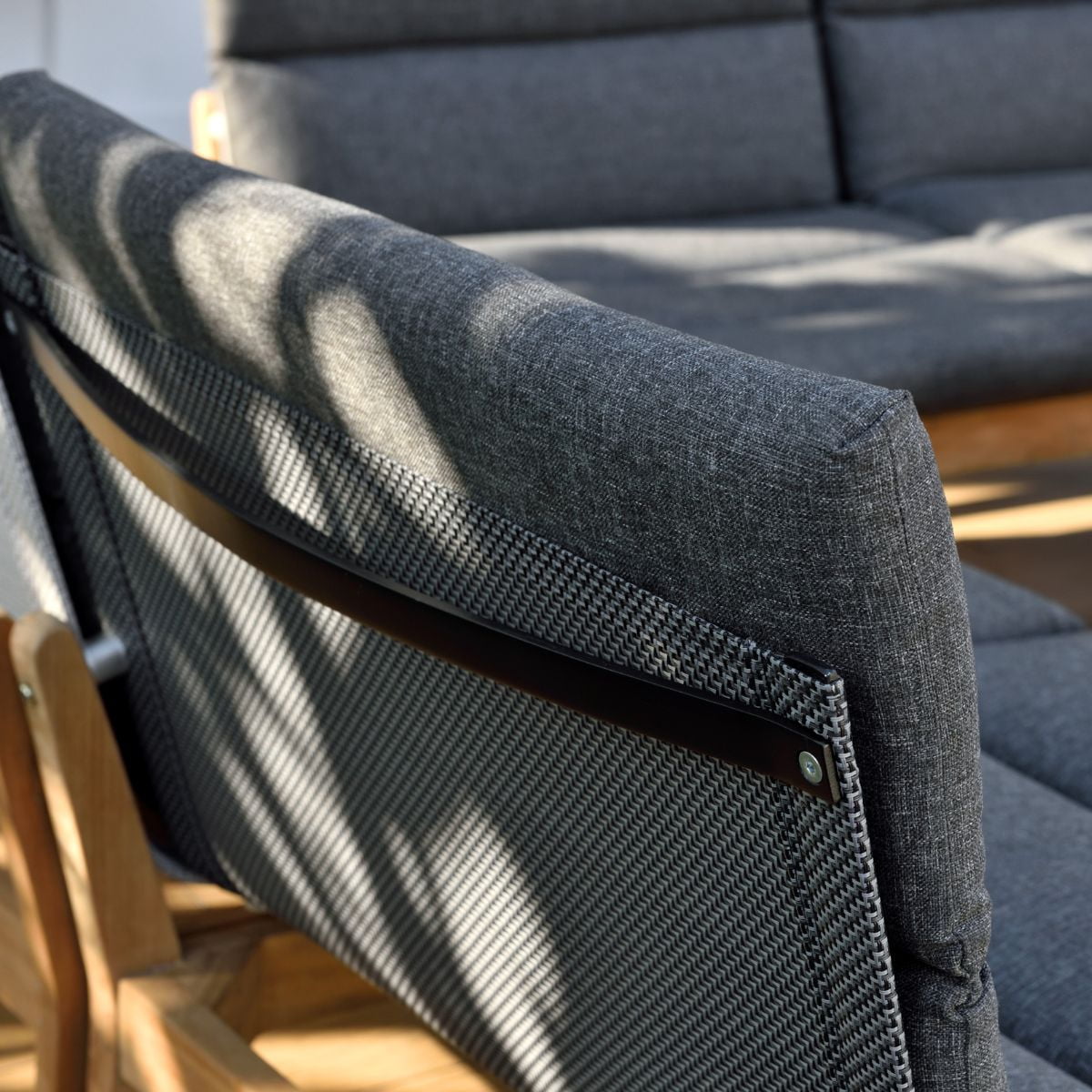 Amazonia Trieste, 100% FSC Certified Teak & Mesh, Outdoor Patio Accent Chair with Olefin Cushions
