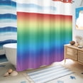 thumbnail image 5 of No Hook Shower Curtain, Rainbow Colors Ombre Cream Shower Curtains for Bathroom with See Through Top Window, Modern Abstract Art Aesthetics Waterproof & Washable Bath Curtain Long 72"x78", 5 of 9