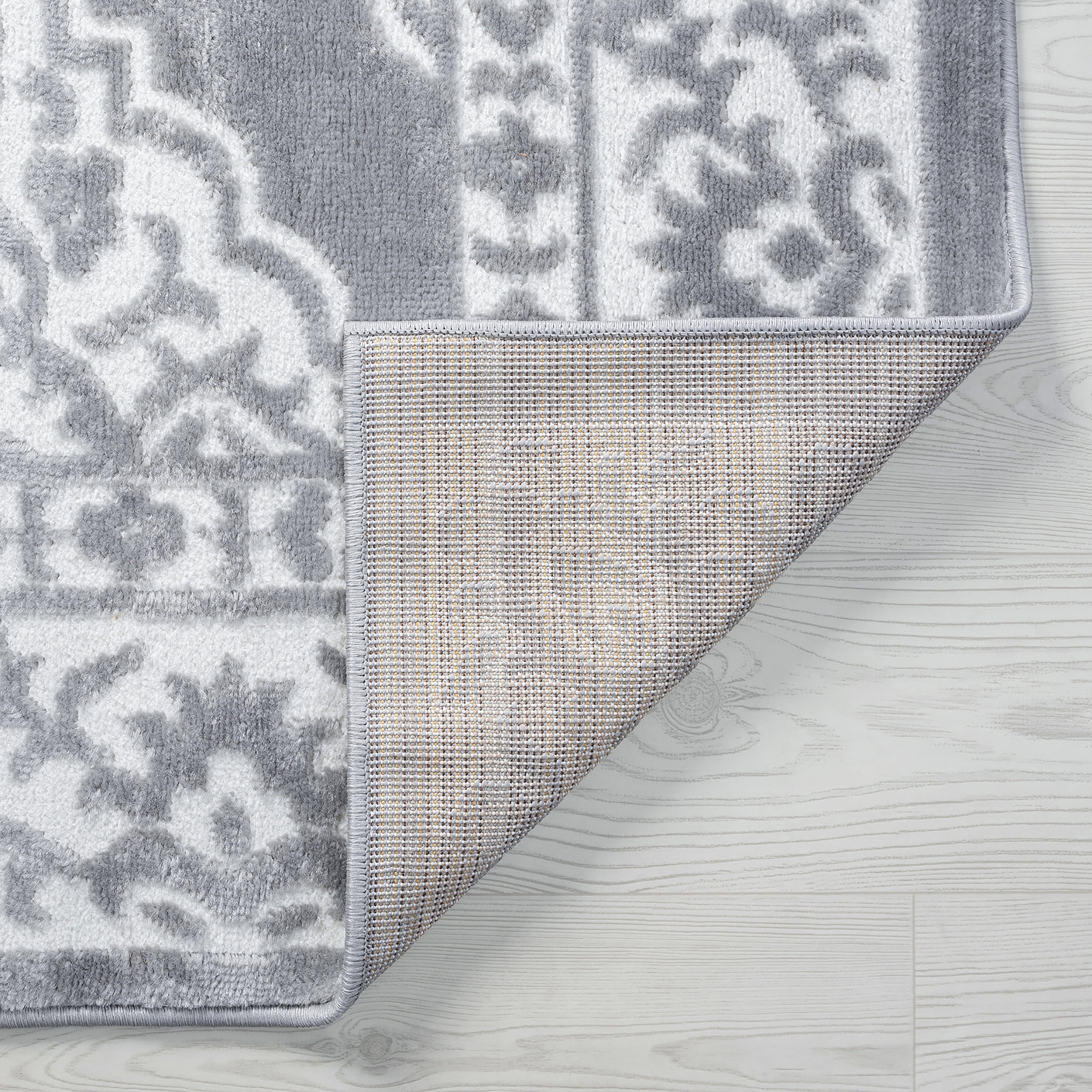 Transitional 9x12 Area Rug (8'10'' x 12'2'') Floral Gray, White Living Room Easy to Clean