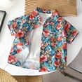 thumbnail image 2 of Favoffer Big Kid Boys Shirt Summer Floral Print Lapel Short Sleeve Casual Beach Style Top Soft Comfortable Daily Outdoor Vacation Wear Sizes 2-12Y, 2 of 5