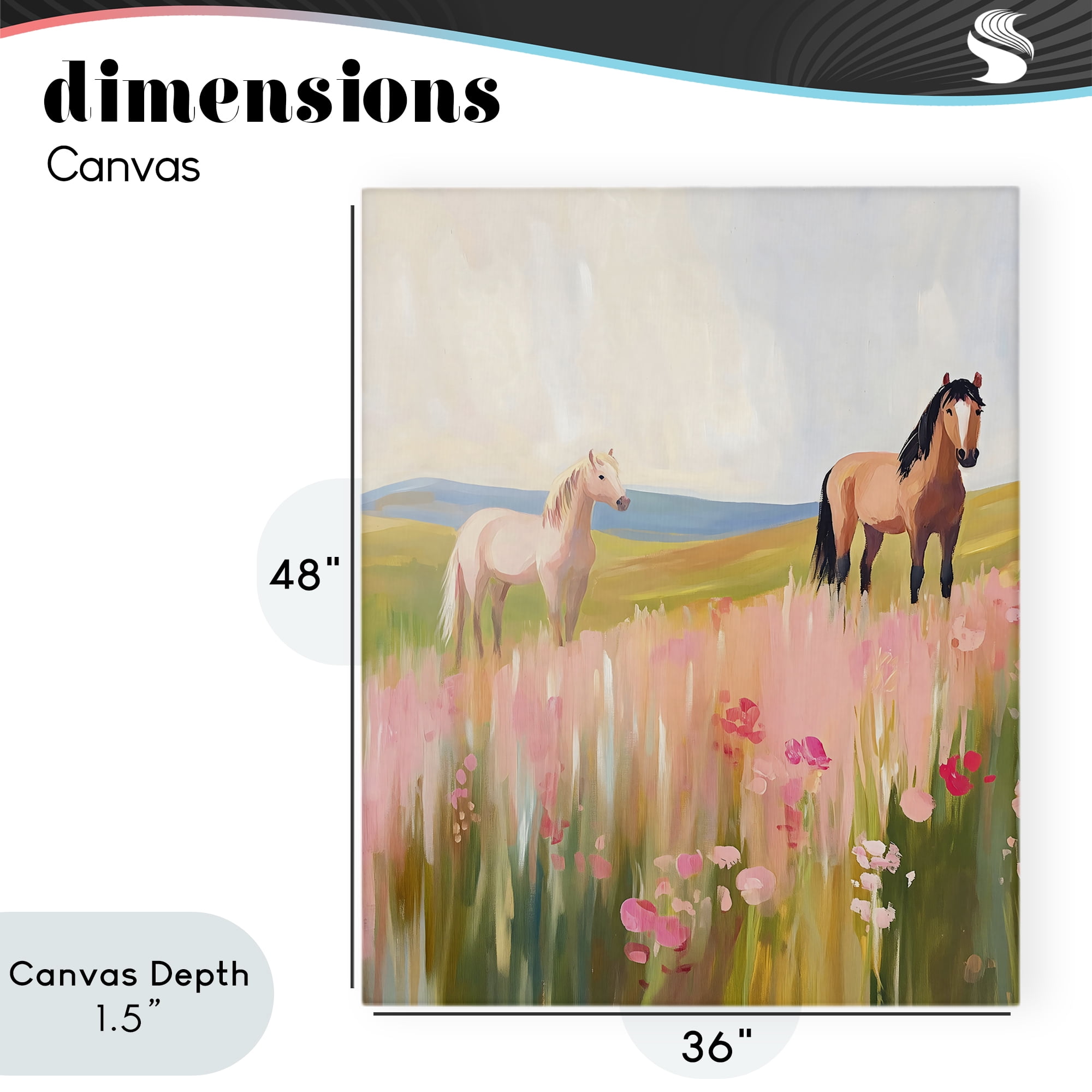 Stupell Industries Wild Horses in Pink Meadow Canvas Wall Art, design by The Prints Vibe